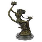 Art Nouveau Lady Candelabra Bronze Sculpture