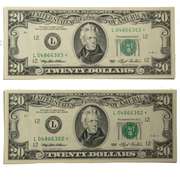 2 CR CU 1994 $20 FRN Star Notes in Consecutive order