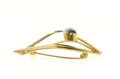 14K Yellow Gold Oval Flourite 1960's Geometric Statement Pin/Brooch