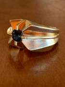 Blue Sapphire & Solid Gold Band Ring