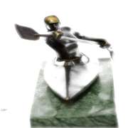 Canoeing Trophy Bronze Sculpture on Marble Base Figure