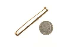 10K Yellow Gold Victorian Seed Pearl Inset Ornate Bar Pin/Brooch