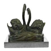 Two Swan Dancing Bronze Sculpture
