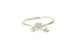 14K White Gold 1940's Diamond Inset Bow Classic Promise Ring