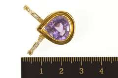 18K Yellow Gold Pear Amethyst Diamond Enhancer Statement Pendant