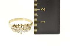 14K Yellow Gold 0.85 Ctw Marquise Diamond Cluster Statement Ring