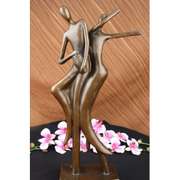 Couple Bronze Sculpture on Marble Base