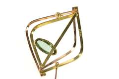 14K Yellow Gold Oval Flourite 1960's Geometric Statement Pin/Brooch