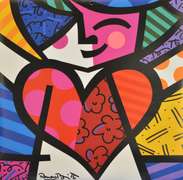 Romero Britto Hug Heart Framed