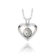 Sterling Silver 1/10ct Diamond Open Heart Necklace