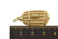 14K Yellow Gold Ornate Bird Cage Motif Child's Tooth Charm/Pendant