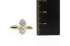 10K Yellow Gold 0.25 Ctw Diamond Cluster Classic Statement Ring