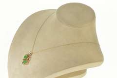 14K Yellow Gold Pear Jade Retro Geometric Statement Pendant