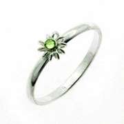 Sterling Silver Light Green CZ Flower Junior Ring