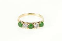14K Yellow Gold Emerald Diamond Victorian Wedding Band Ring