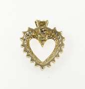 10K Yellow Gold Ornate Diamond Heart Love Valentine Gift Pendant