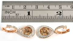 Gorgeous Hessonite & Diamond Earrings in 14K RG