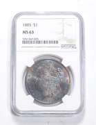 MS63 1885 Morgan Silver Dollar - Graded NGC Blueberry Tone