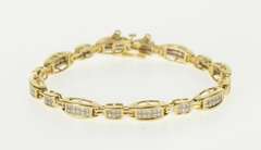14K Yellow Gold Curved Invisible Diamond Encrusted Tennis Bracelet