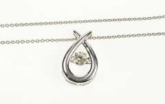 14K White Gold 0.28 Ct Dazzling Diamond Solitaire Chain Necklace