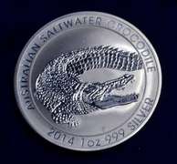 2014 Australian 1 oz Silver Crocodile 1 Dollar Coin