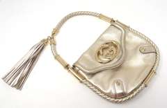 Gucci Small Brit Gold Leather Tassel Purse