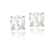 Sterling Silver 2.6ct White Topaz Cushion-Cut Stud Earrings, 6mm