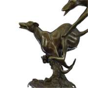 Three Wild Dogs Running on Marble Base Bronze Sculpture