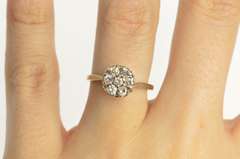 14K White Gold Round Diamond Cluster Classic Engagement Ring