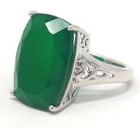 Green Gemstone Sterling Silver Ring