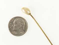 14K Yellow Gold Victorian Pearl Inset Boutonniere Wedding Stick Pin