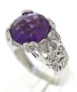 Festive White Gold Amethyst w Diamond Ring