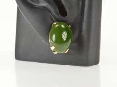 14K Yellow Gold 1960's Retro Nephrite Jade Cabochon ScrewBack Earrings