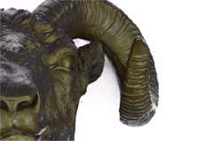 Incredible Detailed Wall Mount Rams Head Bronze Sculpture