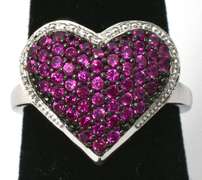 Sterling Silver Pink  CZ Heart  Ring