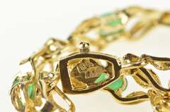 10K Yellow Gold 2.35 Ctw Oval Emerald Diamond Accent Ornate Bracelet