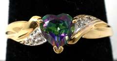 Lovely Mystic Topaz Heart Ring in Yellow Gold