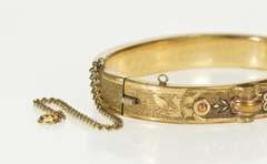 Gold Filled Victorian Ornate Etched Floral Bangle Bracelet