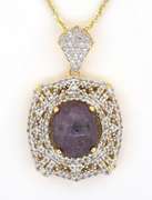 Fabulous Massive 21.2CTW Star Ruby & Topaz Necklace in Vermeil