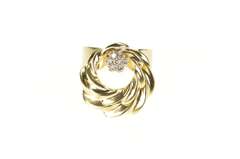 14K Yellow Gold 1960's Diamond Cluster Spinner Cocktail Ring