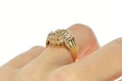 14K Yellow Gold 1.00 Ctw Diamond Cluster Halo Statement Ring