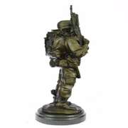 American Soldier Bronze Sculpture on Marble Base Figure