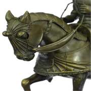 Knight Warrior Bronze Statue on Marble Base Sculpture