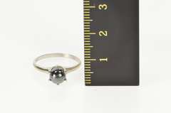 10K White Gold Hematite Sphere Solitaire Unique Statement Ring