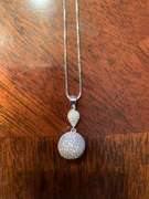 White Gemstone Ball Pendant Necklace in Sterling Silver