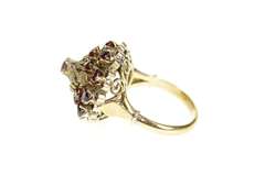 14K Yellow Gold 1960's Retro Garnet Cocktail Statement Ring
