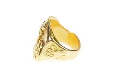14K Yellow Gold WLS Diamond 1930's Asian Motif Monogram Ring