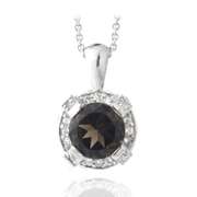 Sterling Silver 3.4ct TGW Smokey Quartz & White Topaz Round Necklace