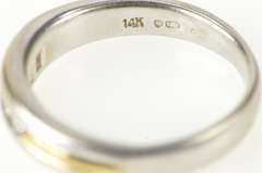 14K White Gold 0.15 Ctw Two Tone Diamond Men's Wedding Band Ring