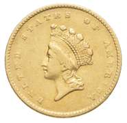 1854 $1.00 Indian Princess Head Gold Dollar